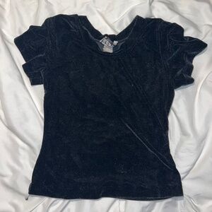 90's Black Velvet Crop Top